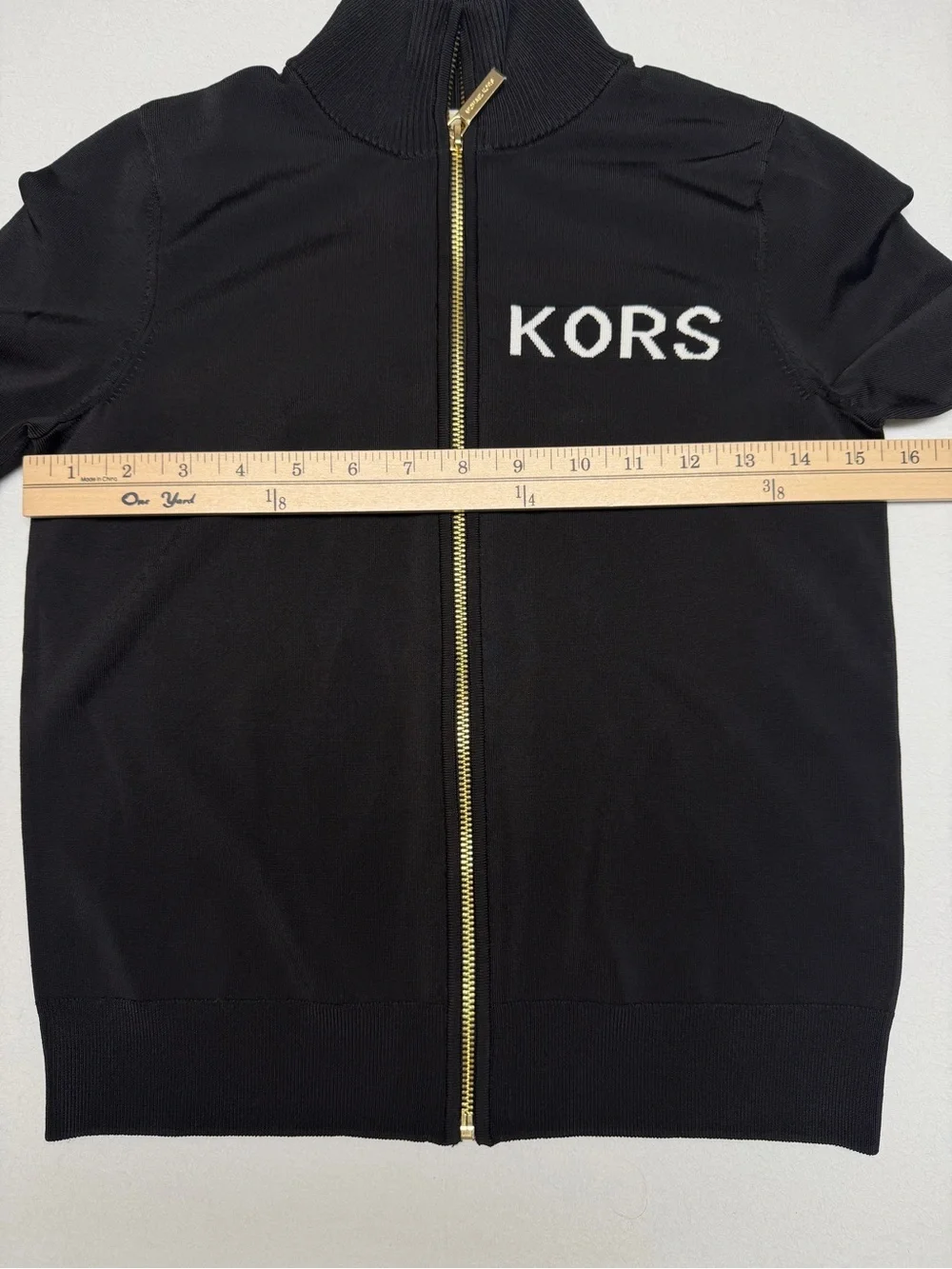 MICHAEL KORS NWT Black Gold Logo Zip Sweater Jacket XXS $175